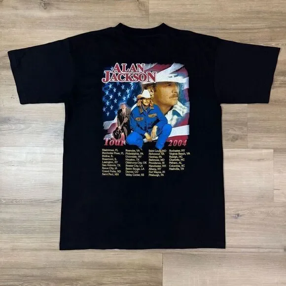 Vintage Alan Jackson Size L 2004 USA Tour Tee Shirt Black Y2K Country Music - Picture 6 of 9